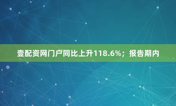 壹配资网门户同比上升118.6%；报告期内